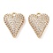 Brass Micro Pave Clear Cubic Zirconia Pendants, Heart, Real 18K Gold Plated, 15.5x12x4mm, Hole: 1.6mm