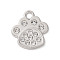 Alloy Pendants, with Crystal Glass Rhinestone, Paw Print Charm, Platinum, 25x23x3mm, Hole: 3.5mm