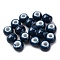 Handmade Porcelain Beads, Round, Marine Blue, 6~7x5~6mm, Hole: 2mm