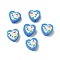 Polymer Clay Bead, Heart, Blue, 8.5x9x4mm, Hole: 2mm
