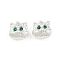 Brass Pave Cubic Zirconia Beads, Owl, Silver, 7.5x8x5.5mm, Hole: 1.8mm