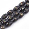 Handmade Gold Sand Lampwork Beads, Drum, Black, 15~18x10~12mm, Hole: 1.5~2mm