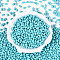 Baking Paint Glass Seed Beads, Oval, Dark Turquoise, 7x4~4.5mm, Hole: 0.9mm, about 2500pcs/pound