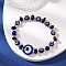 Natural Lava Rock & Handmade Lampwork Beads Stretch Bracelets, Evil Eye, with Non-magnetic Synthetic Hematite Beads, Inner Diameter: 2-1/4 inch(5.6cm).