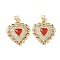 Brass Micro Pave Cubic Zirconia Pendants, Heart, with Enamel, Rack Plating, Lead Free & Cadmium Free, Long-Lasting Plated, Colorful, 22x20.5x5.5mm, Hole: 4.7x3.2mm