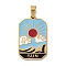Ion Plating(IP) 304 Stainless Steel Enamel Pendants, Real 18K Gold Plated, Tarot Charm, Sun, 32x19.5x2mm, Hole: 7.5x4mm