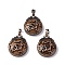 Synthetic Goldstone Pendants, Flat Round Brass Charms, Lead Free & Cadmium Free, 34.5x27x8mm, Hole: 6.5x5mm