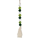 聖パトリックの日の木のノームのペンダントの装飾  木製ビーズジュートコード吊り下げ装飾付き  馬蹄  288mm  ペンダント：74x30x2.5mm HJEW-G023-01A-2