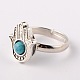 Tibetan Style Natural & Synthetic Mixed Stone Cuff Rings RJEW-JR00126-2