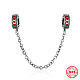 925 Sterling Silver Enamel European Beads & Safety Chains STER-S001-SA010-2