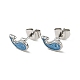Enamel Dolphin Stud Earrings with 316 Surgical Stainless Steel Pins EJEW-A081-02P-2