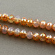 Half Plated Imitation Opalite Faceted Rondelle Glass Bead Strands EGLA-S091-4mm-01-2