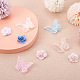 Beadthoven 24 pz 12 stile 3d rosa organgza ricamo in pizzo e accessori per ornamenti di farfalle DIY-BT0001-48-6