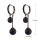 Black Cubic Zirconia Double Ball Dangle Hoop Earrings JE1026A-2