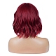 ショートカーリーボブウィッグ  合成かつら  前髪あり  耐熱高温繊維  女性のために  赤ミディアム紫  13.77インチ（35cm） OHAR-I019-10A-10