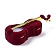 ベルベットジュエリーセットボックス  プラスチック付き  リングのために  ネックレス  バイオリン  暗赤色  14.1x5.5x4cm VBOX-F004-13A-4
