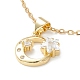 Clear Cubic Zirconia Moon and Star Pendant Necklace NJEW-O125-20G-1