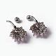 Flower 304 Stainless Steel Micro Pave Cubic Zirconia Navel Ring Belly Rings EJEW-L175-08C-2