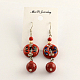 Trendy Cloisonne Donut Dangle Earrings with Spray Painted Glass Beads and Iron Earring Hooks EJEW-R089-01-2