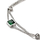 304 Stainless Steel Chain Multi-strand Anklet with Rhinestone BJEW-P272-02P-2