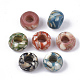 Shell European Beads, with Shell Slice, Rondelle, Dyed, Mixed Color, 14x8.5mm, Hole: 6mm