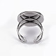 201 Stainless Steel Cuff Pad Ring Settings X-STAS-S080-040E-P-3