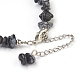 Natural Snowflake Obsidian Chip Beads Anklets AJEW-AN00229-04-3