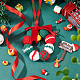 Fingerinspire クリスマスツリーペンダント ベル付き 豪華なかぎ針編みハンギングペンダント ベル付き クリスマスリース オーナメント 装飾 赤い蝶ネクタイ リース装飾 手作りカーアクセサリー ホームツリー装飾用 HJEW-WH0007-13-5