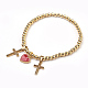 Brass Beads Stretch Charm Bracelets BJEW-JB03863-5