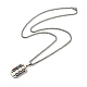 304 Stainless Steel Colorful Rhinestone Rectangle with Saint Benedict Medal Pendant Necklaces NJEW-G115-03P-3