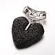 Platinum Plated Alloy Synthetic Lava Rock Big Heart Pendants G-O024-15-2