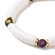Bracelet extensible en perles de tube incurvé en acrylique avec coeur pour femme BJEW-JB07586-7
