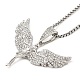 Collana con pendente in strass a forma di angelo con catenelle in lega di zinco NJEW-G118-03P-1