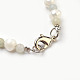 Bracelets de perles d'amazonite de fleurs naturelles BJEW-JB03858-03-3