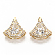 Brass Micro Pave Clear Cubic Zirconia Charms ZIRC-T011-18G-NF-1