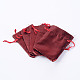 レクタングル布地バッグ  巾着付き  暗赤色  9x6.5cm X-ABAG-R007-9x7-03-2