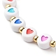 Bracciale elasticizzato con perline acriliche a cuore opaco per ragazze adolescenti BJEW-JB06860-4