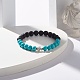 Bracelet extensible rond turquoise synthétique & pierre de lave naturelle BJEW-JB07470-03-2