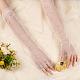CRASPIRE Lace Arm Sleeves Fingerless Bridal Gloves with Imitation Pearl Beads Decor Sunscreen Armband Sleeve Gloves Ideal for Birthday Parties Wedding Etiquette Driving Riding AJEW-WH0285-37-5