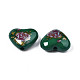 Flower Printed Opaque Acrylic Heart Beads SACR-S305-28-N04-3