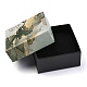 厚紙のジュエリーボックス  内部のスポンジ  ジュエリーギフト包装用  大理石の模様とあなたのために特別に言葉で正方形  スレートグレイ  7.5x7.5x3.5cm CON-P008-B02-04-2