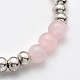 Naturelle quartz rose éléphant perles bracelets breloque stretch BJEW-JB01974-01-3
