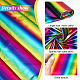 FINGERINSPIRE 1x1.6 Yards Hologram Iridescent Stretch Fabric 2 Way Stretch Rainbow Sparkly Polyester Striped Reflective Fabric by The Yard Mermaid Fabric for DIY Clothing Crafting Decoration DIY-WH0034-57-3