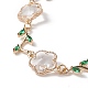 Glass Flower of Life Link Chain Bracelet with Cubic Zirconia BJEW-TA00221-2