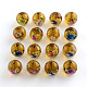 Flower Picture Transparent Glass Round Beads GFB-R004-14mm-M12-1