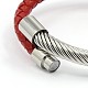 Fashionable Unisex Stainless Steel Braided Leather Cord Magnetic Clasps Bracelets BJEW-L237-06B-3