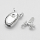 Rhodium Plated 925 Sterling Silver Box Clasps STER-E056-075P-4