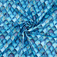 Fingerinspire tessuto a scaglie di sirena tessuto di cotone 39x57 pollice tessuto in poliestere blu profondo del mare tessuto con motivo a scaglie di pesce stampato a sirena panno per t-shirt DIY-WH0292-79B-1
