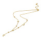 Lasso-Halskette mit Strass- und Naturmuschel-Mond- und Stern-Gliederketten, Ionenplattieren (IP) 304 Edelstahlschmuck für Frauen, golden, 17.56 Zoll (44.6 cm)