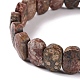 Овальный эластичный браслет из бусин из натуральной леопардовой кожи яшмы G-E010-01R-3